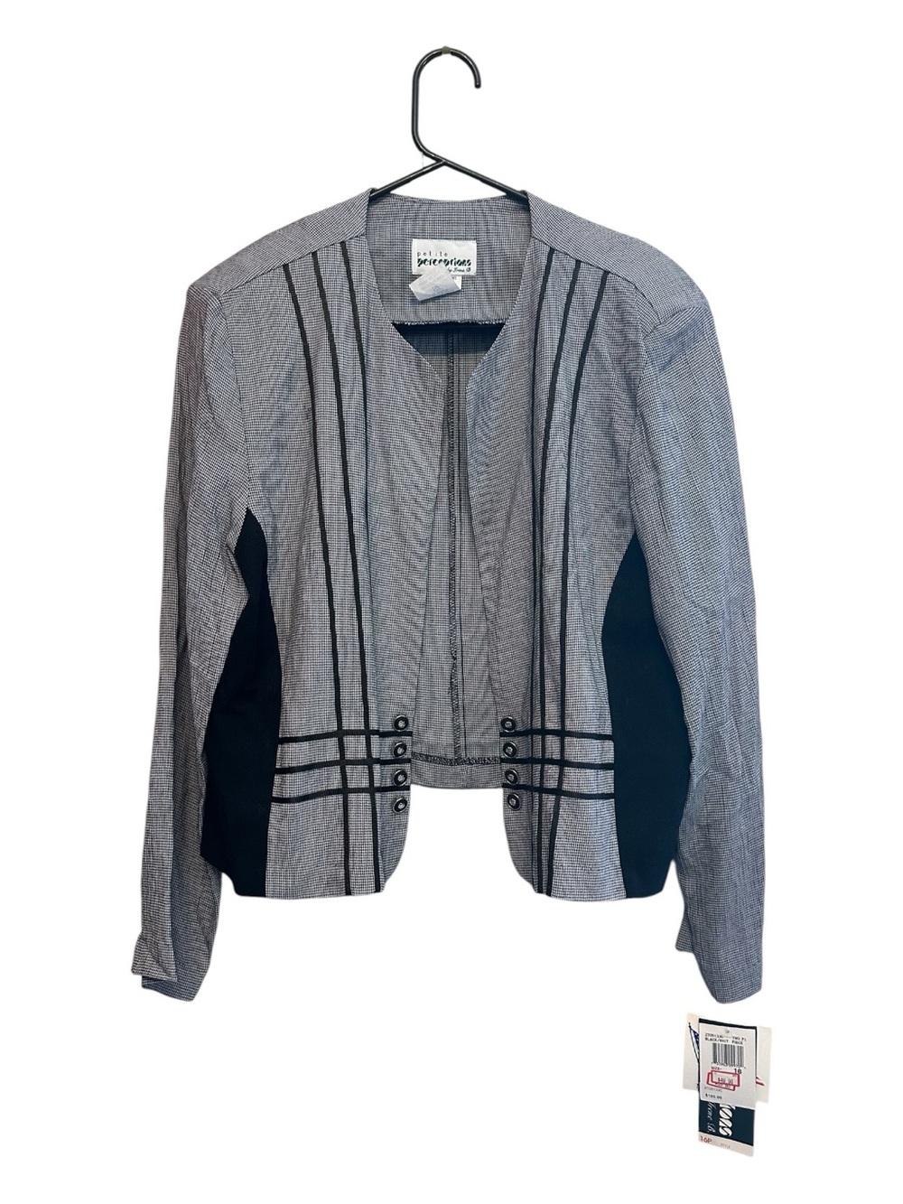 NWT Vintage 80s/90s Petite Perceptions Gray Blazer Jacket with Black Panels 16P